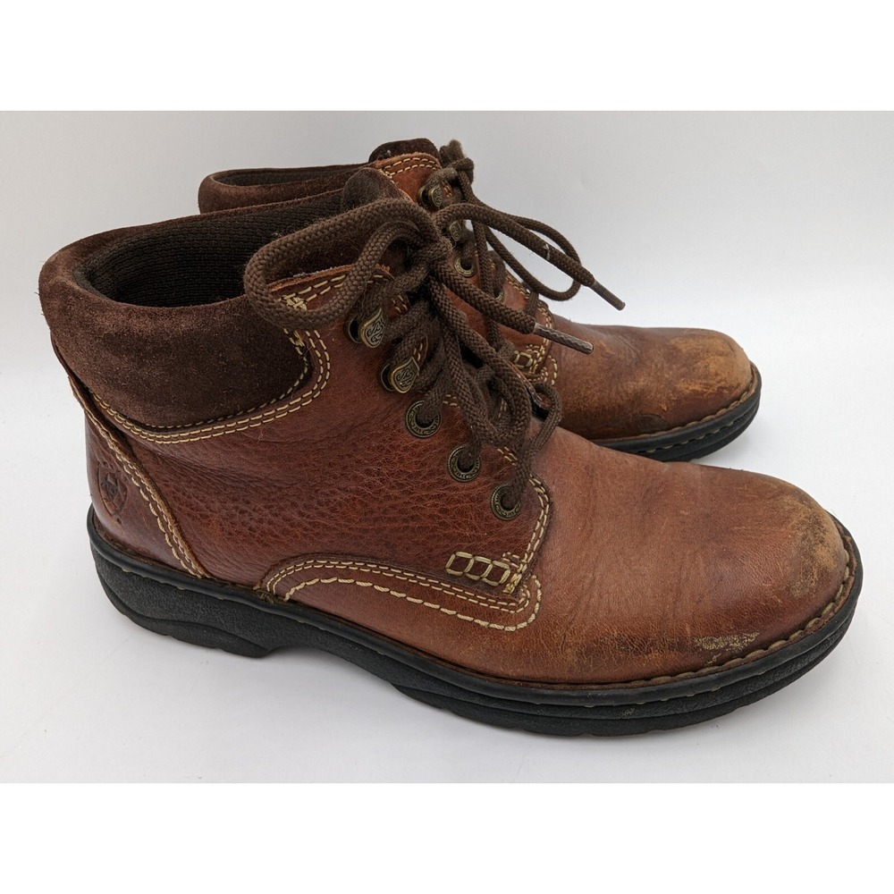 ARIAT Womens Ankle Boot Bootie Leather 7 B Work Barn Chore Farm Lace Dark Brown